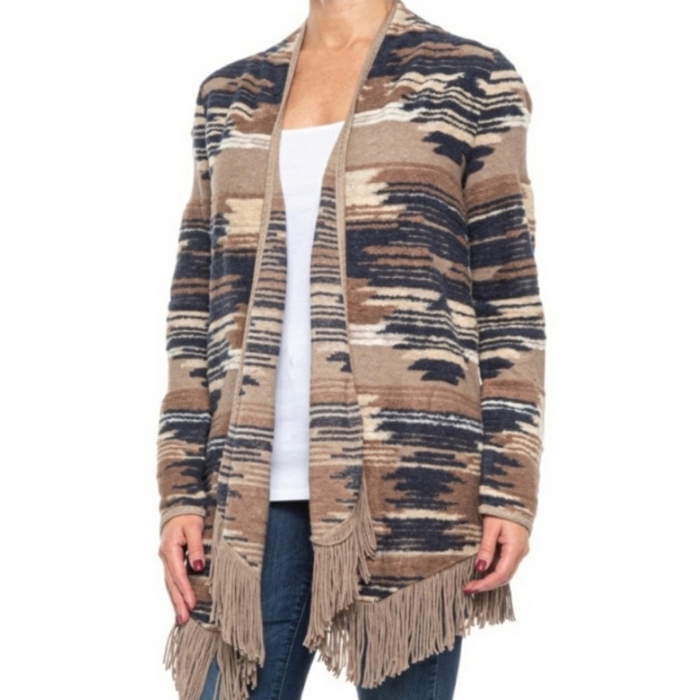Lucky Brand Brown and Blue Patterned Cardigan